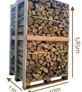 dimensions d'une palette de bûches de bois de chauffage