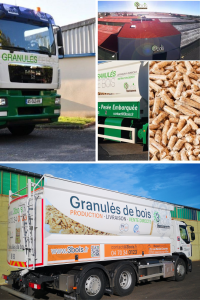 Camions 3bois de livraison de granulés de bois en vrac